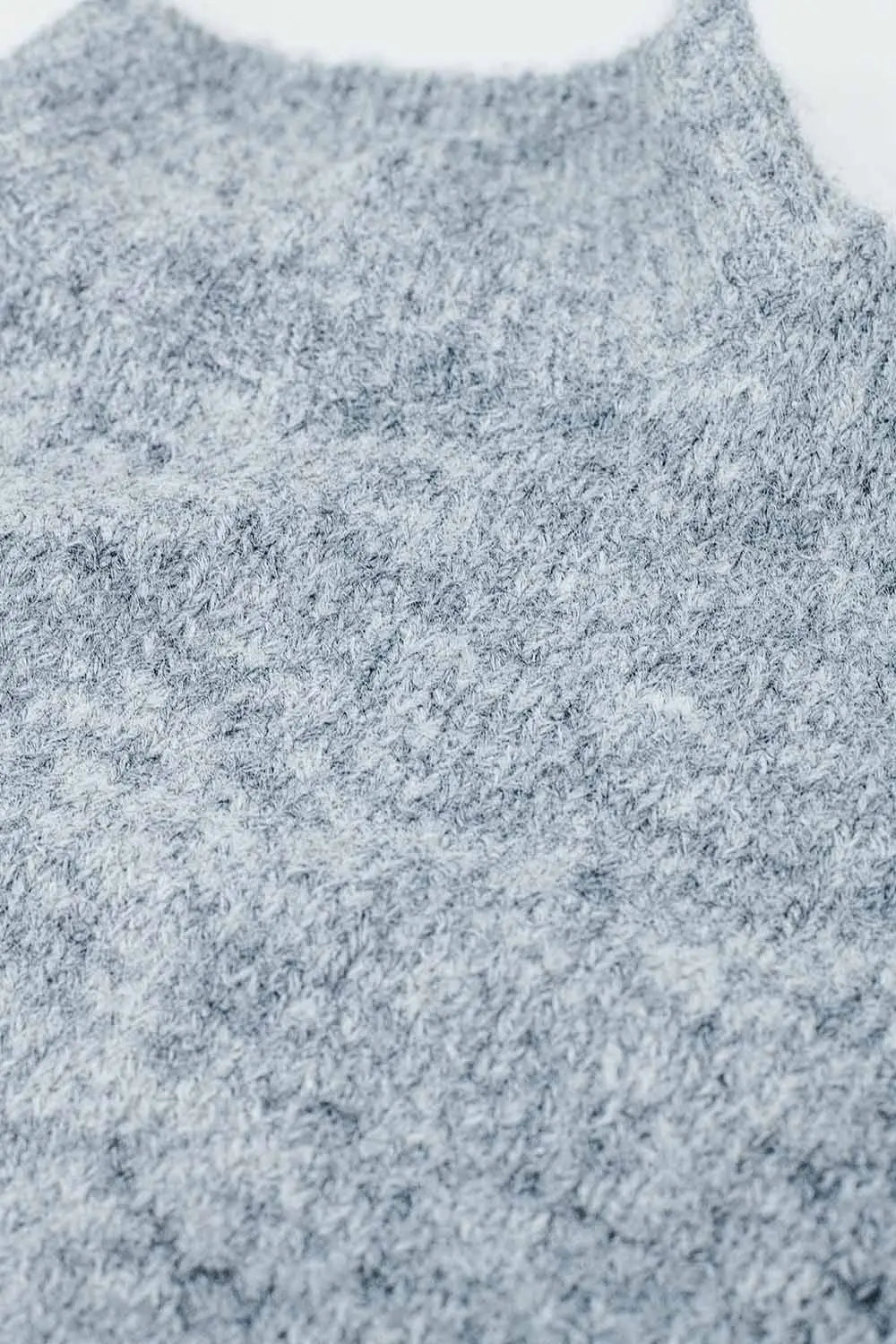 Fluffy grey sweater with high neck and balloon sleeves - Sweaters