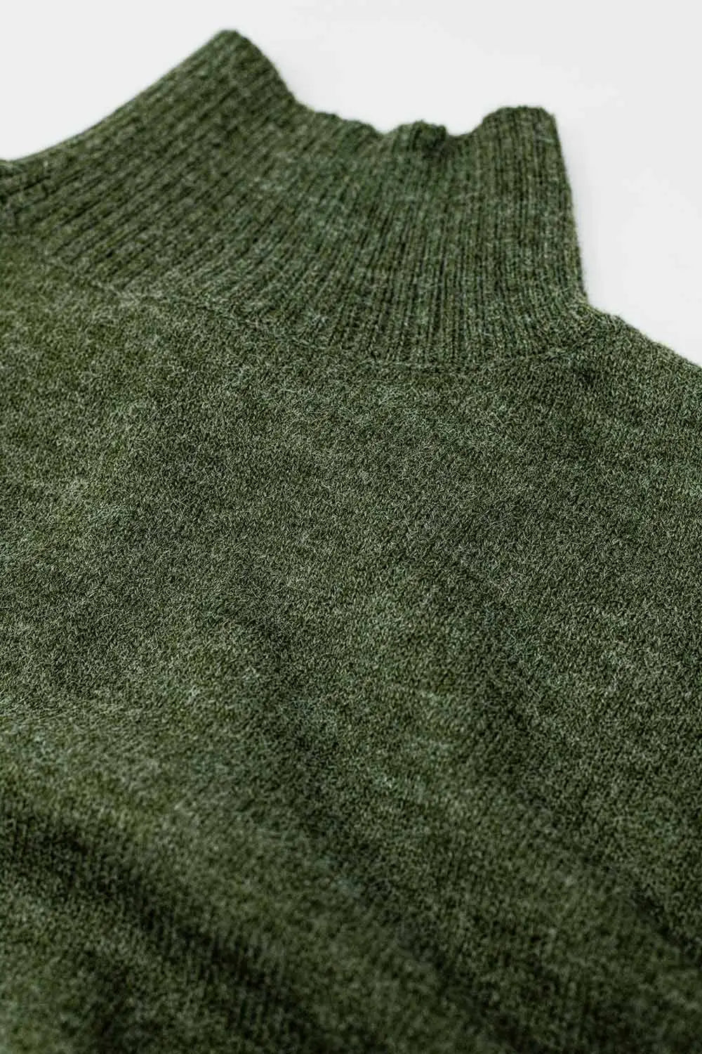 chunky knit sweater in green with turtleneck - Sweaters