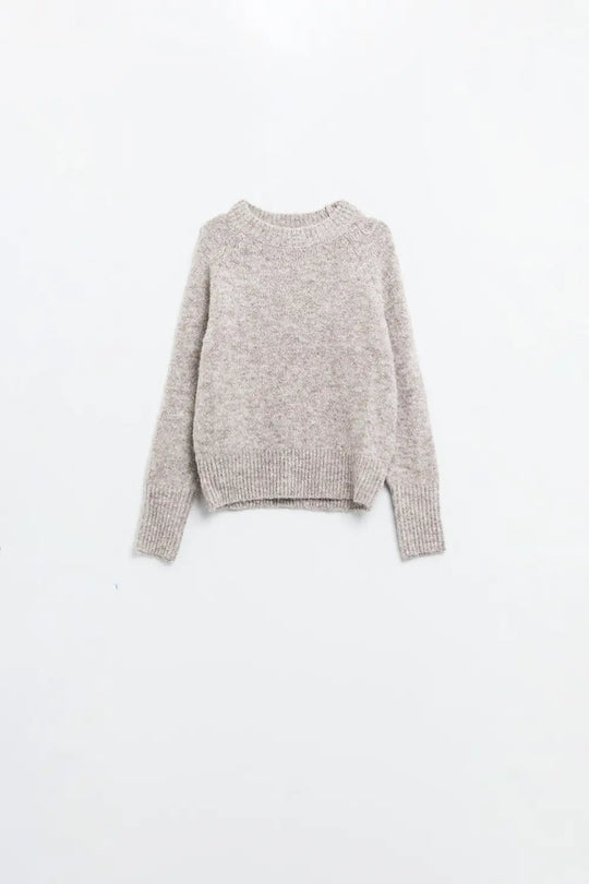 Basic Knited Crew Neck Sweater in beige color - Sweaters