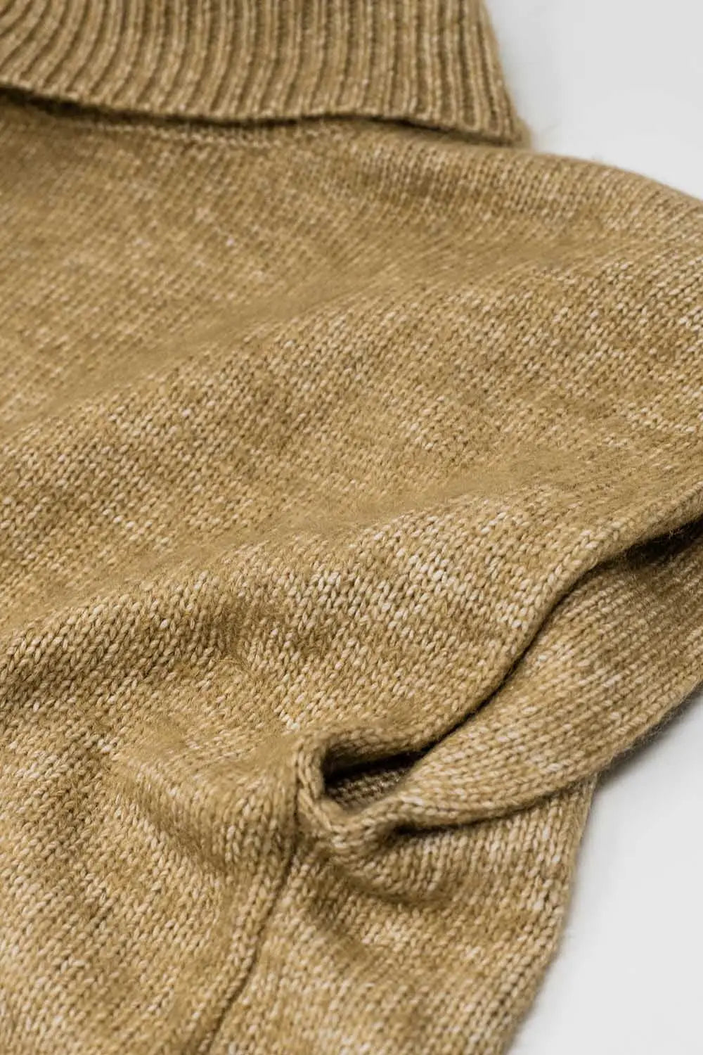 Cozy turtleneck sleeveless sweater in camel - Sweaters