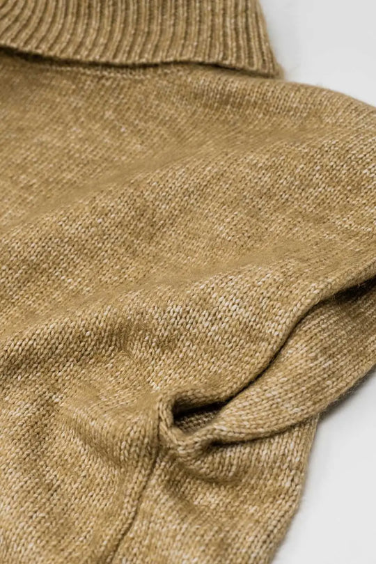 Cozy turtleneck sleeveless sweater in camel - Sweaters