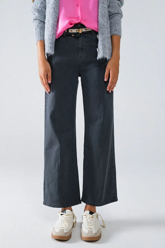 Cropped wide leg jeans in gray - Colored Jeans