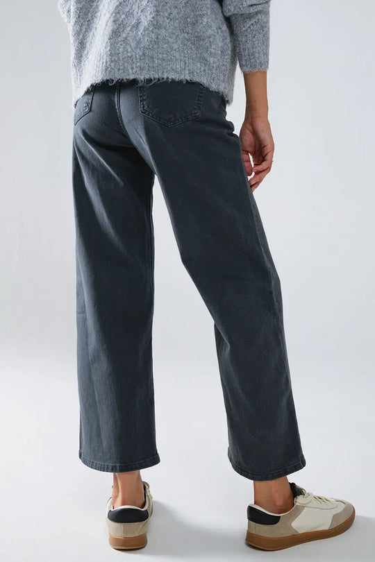 Cropped wide leg jeans in gray - Colored Jeans