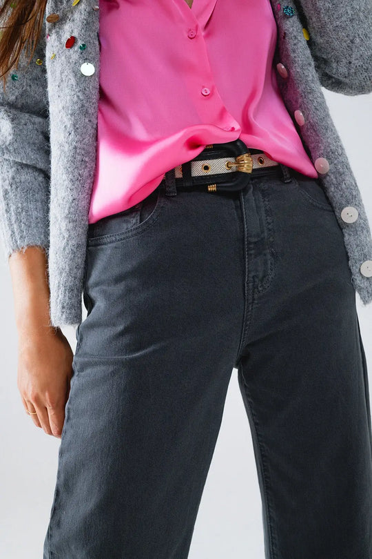 Cropped wide leg jeans in gray - Colored Jeans