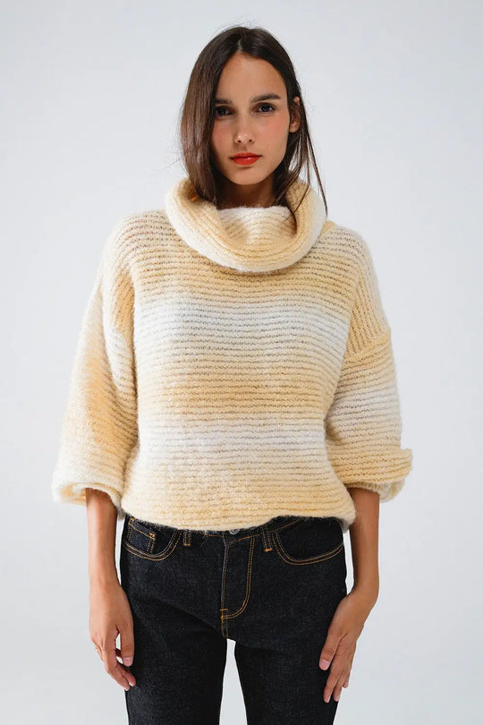 Oversized Turtleneck Comfy Sweater in Warm Neutral Tones - BEIGE / ONE - Sweaters