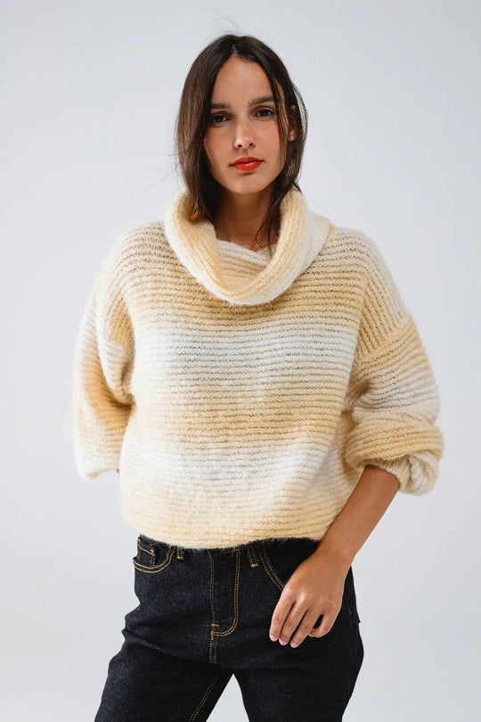 Oversized Turtleneck Comfy Sweater in Warm Neutral Tones - BEIGE / ONE - Sweaters