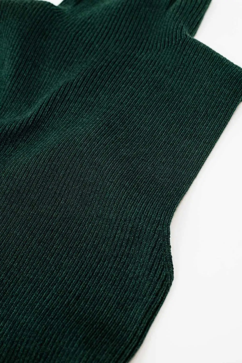 Turtle Neck Ribbed Top in Forest Green - Sweaters