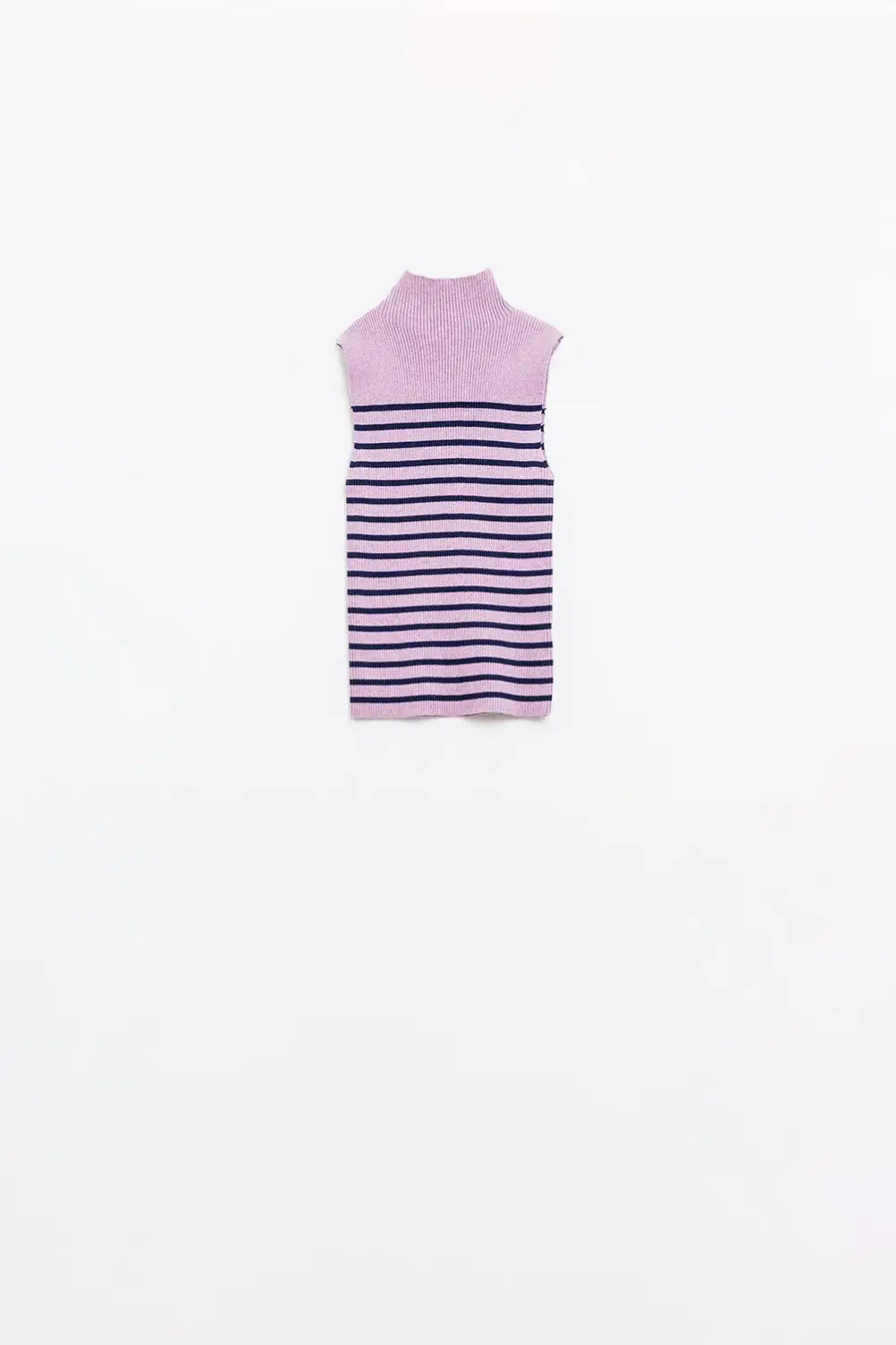Striped Turtle Neck Tank Top In Lavander - Sweaters