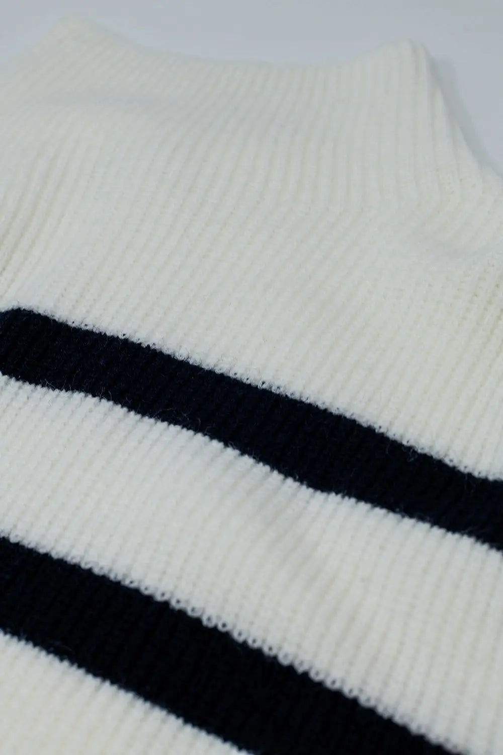 Ribbed knit jersey in cream with navy stripes - CREAM / ONE - Sweaters