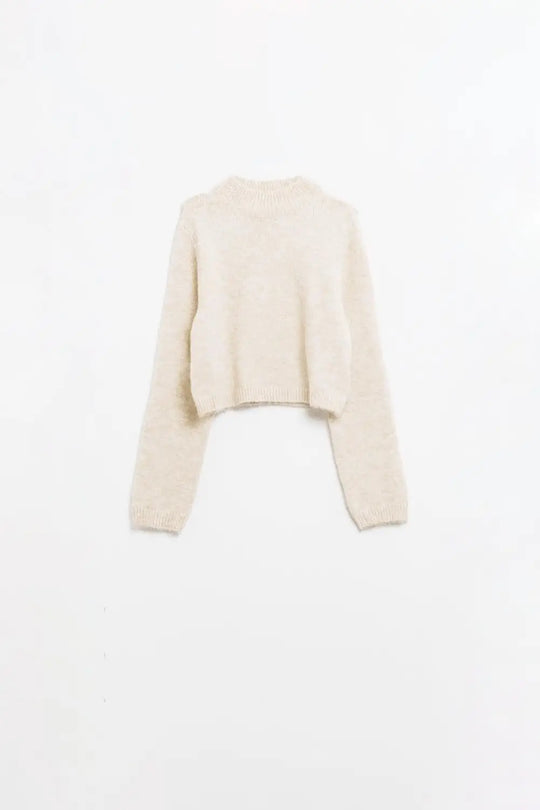 Beige jersey with long sleeves and open back detail - Sweaters