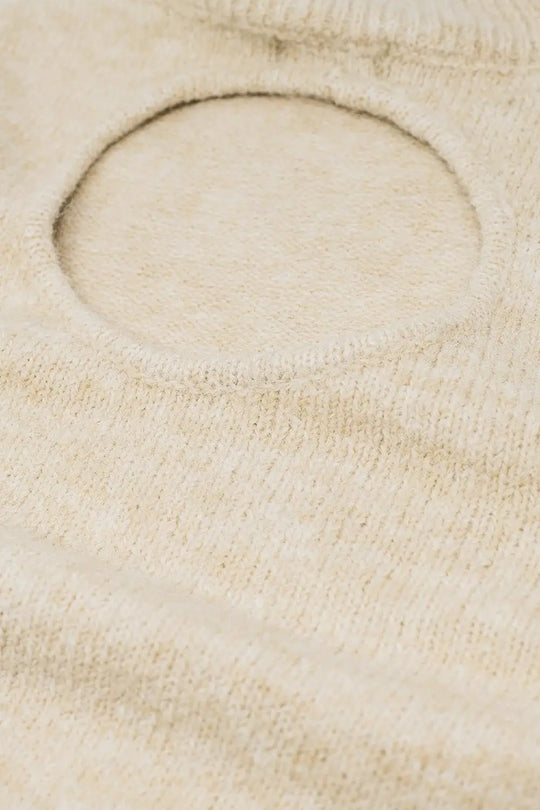 Beige jersey with long sleeves and open back detail - Sweaters