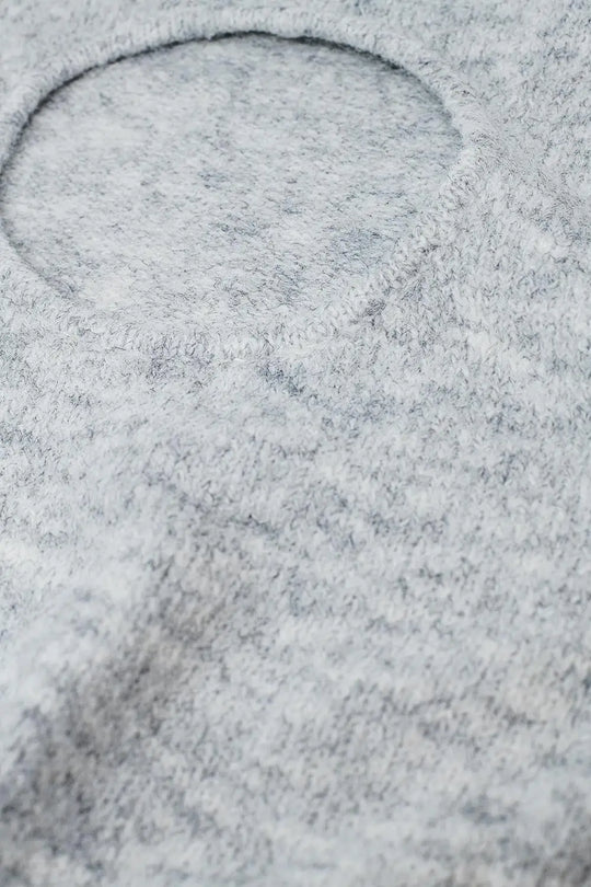 Grey jersey with long sleeves and open back detail - Sweaters