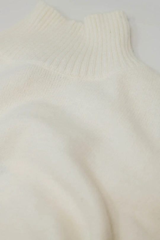 chunky knit sweater in ecru with turtleneck - Sweaters