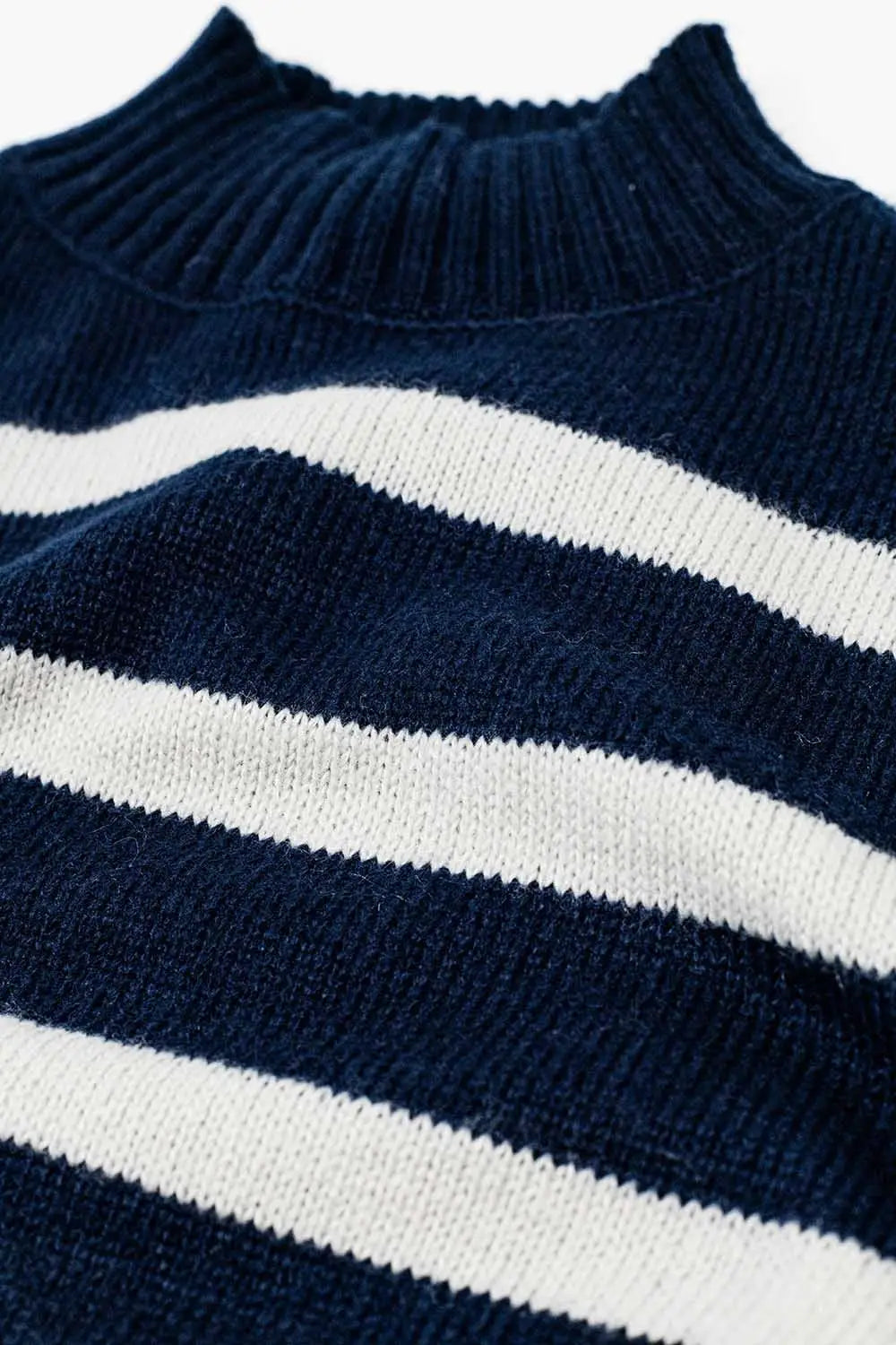 High Neck striped Sweater in navy and grey - Sweaters