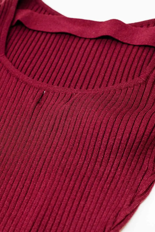 open back burgundy ribbed sweater - Sweaters