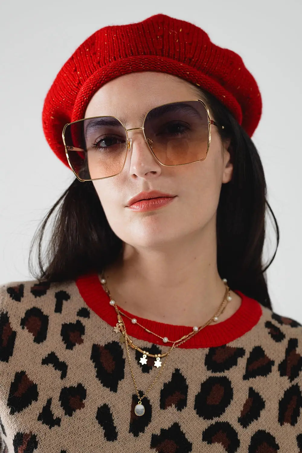 Oversized Square Metal Sunglasses In Blue Gradient Lens - BLUE / ONE - Sunglasses