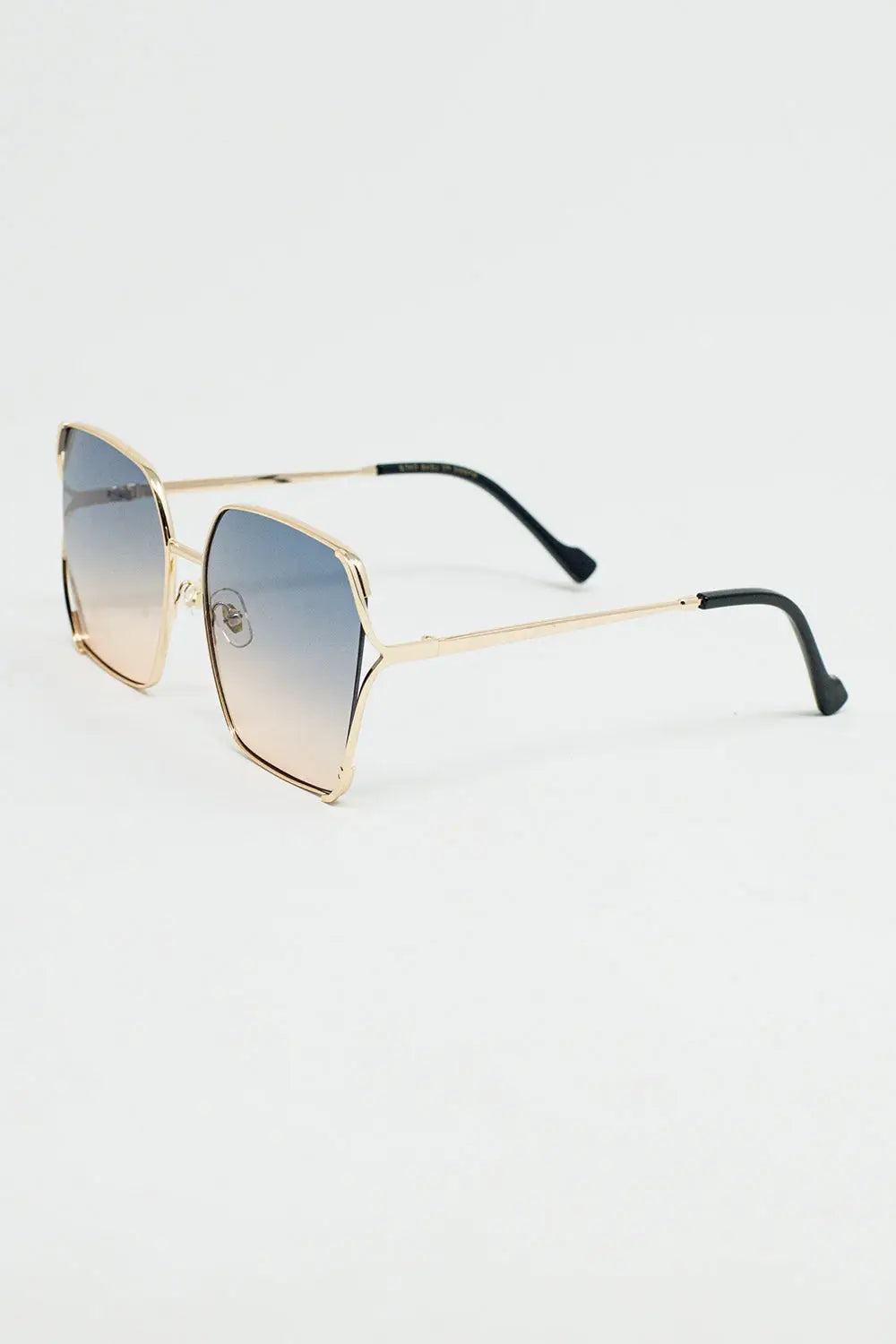 Oversized Square Metal Sunglasses In Blue Gradient Lens - BLUE / ONE - Sunglasses