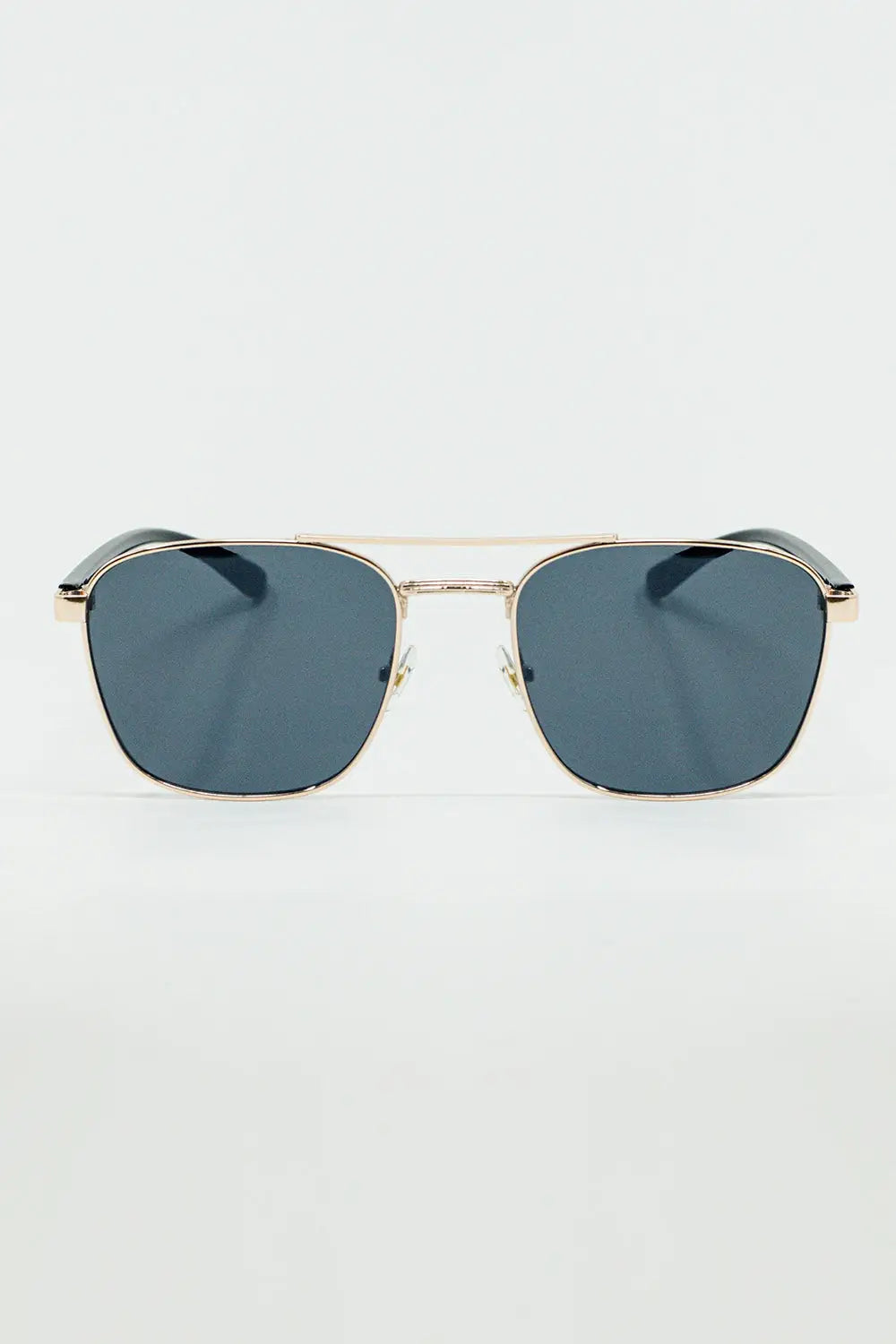Squared Metal Sunglasses in Black Smoke Lens - BLUE / ONE - Sunglasses