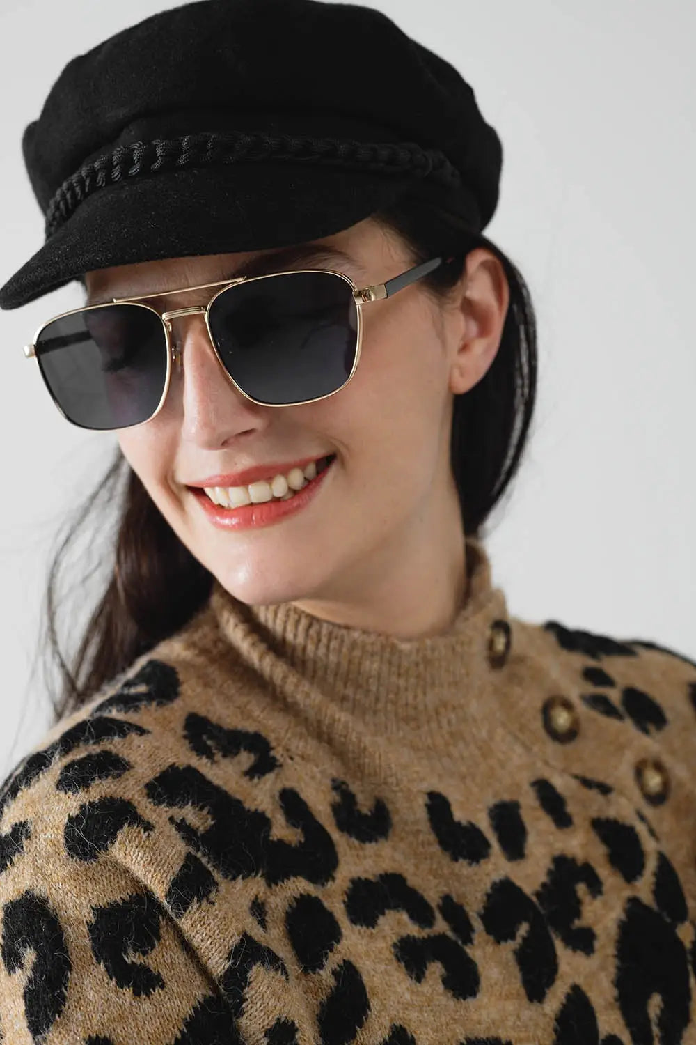 Squared Metal Sunglasses in Black Smoke Lens - BLUE / ONE - Sunglasses