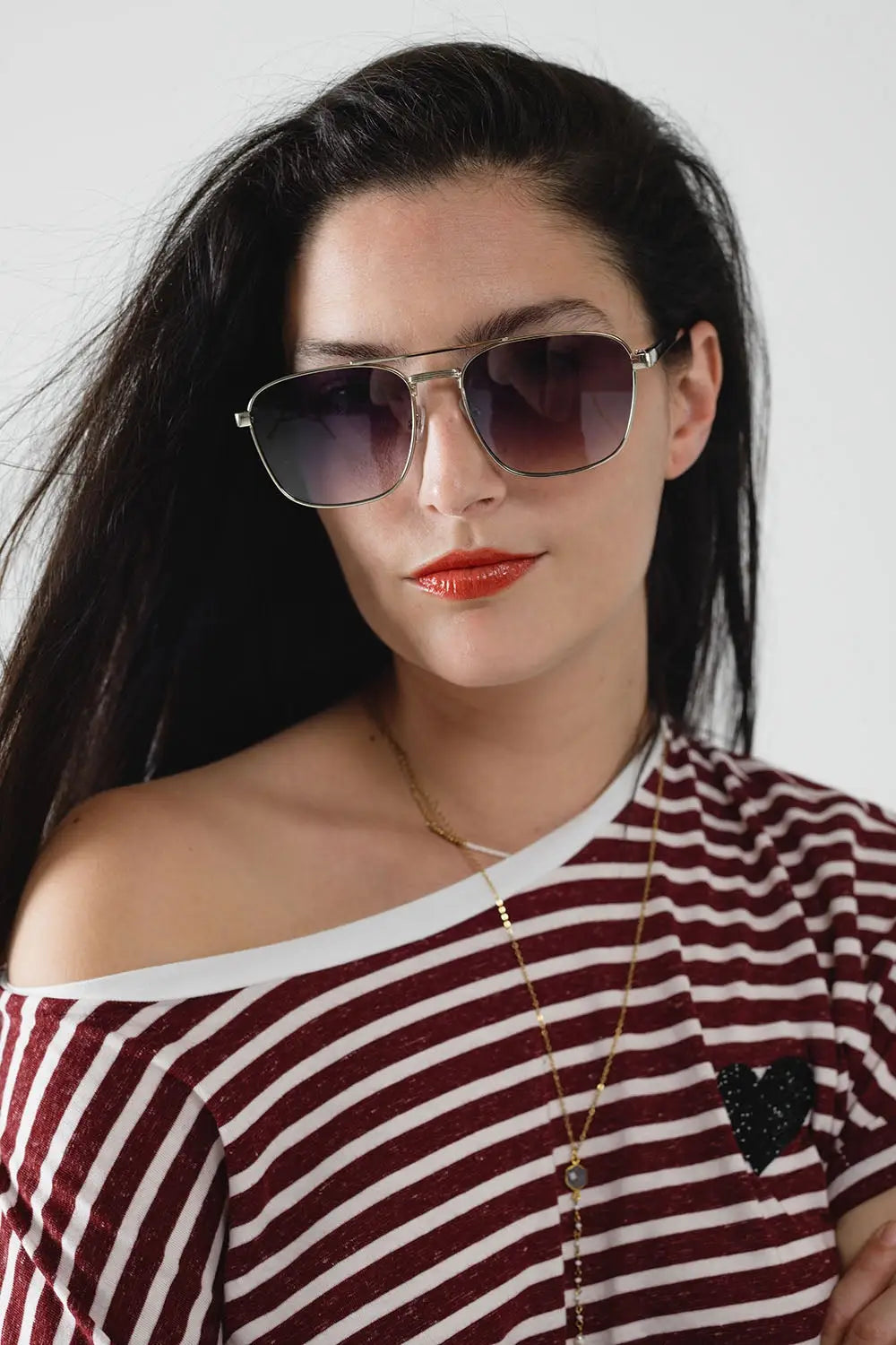 Squared Metal Sunglasses in Gray Smoke Lens - GRAY / ONE - Sunglasses