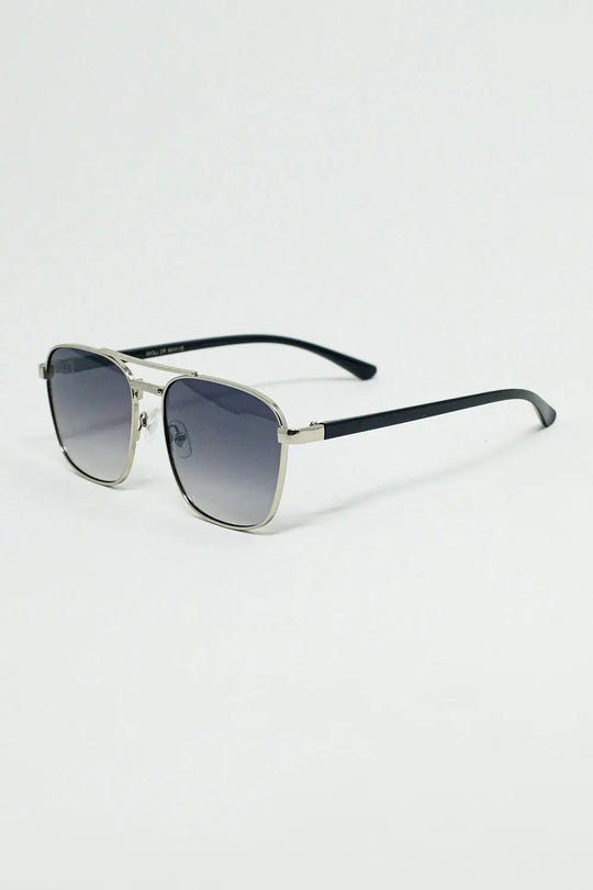 Squared Metal Sunglasses in Gray Smoke Lens - GRAY / ONE - Sunglasses