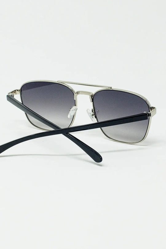 Squared Metal Sunglasses in Gray Smoke Lens - GRAY / ONE - Sunglasses