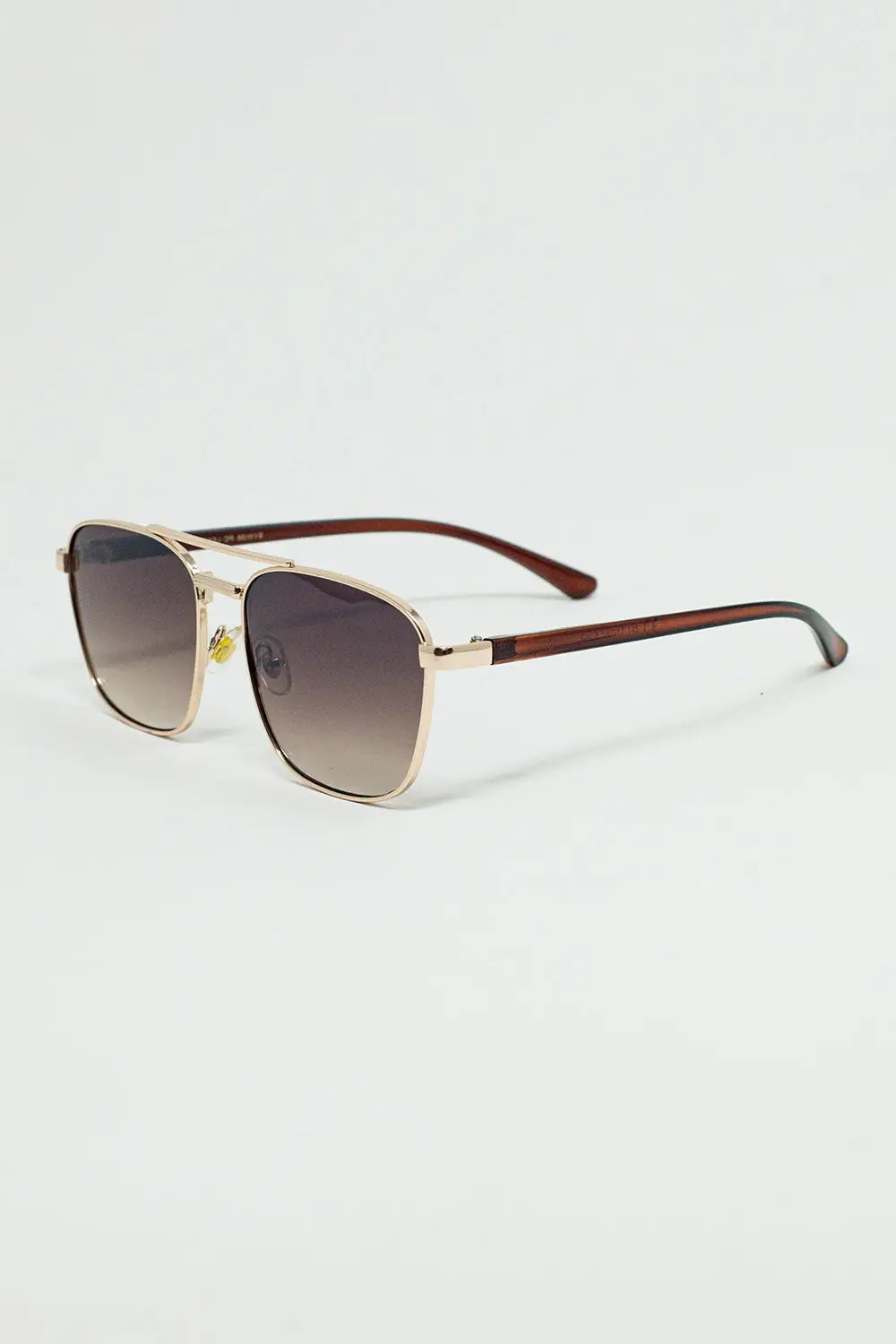 Squared Metal Sunglasses in Brown Smoke Lens - BROWN / ONE - Sunglasses