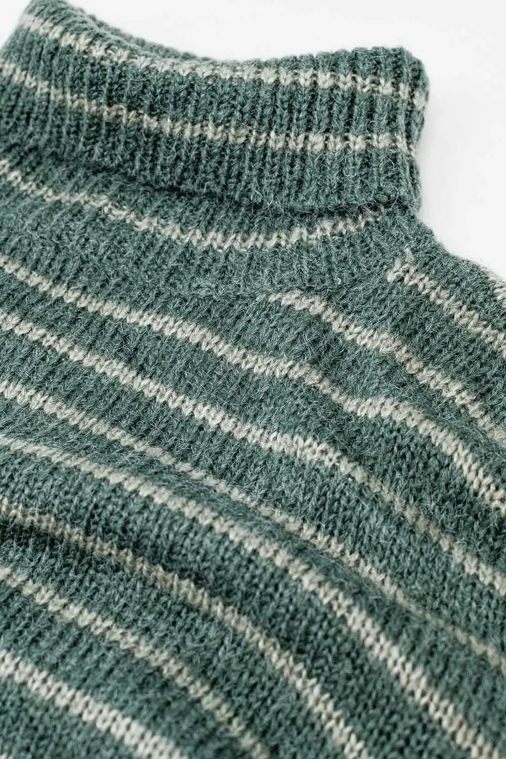 soft knit striped turtleneck sweater in green - Sweaters