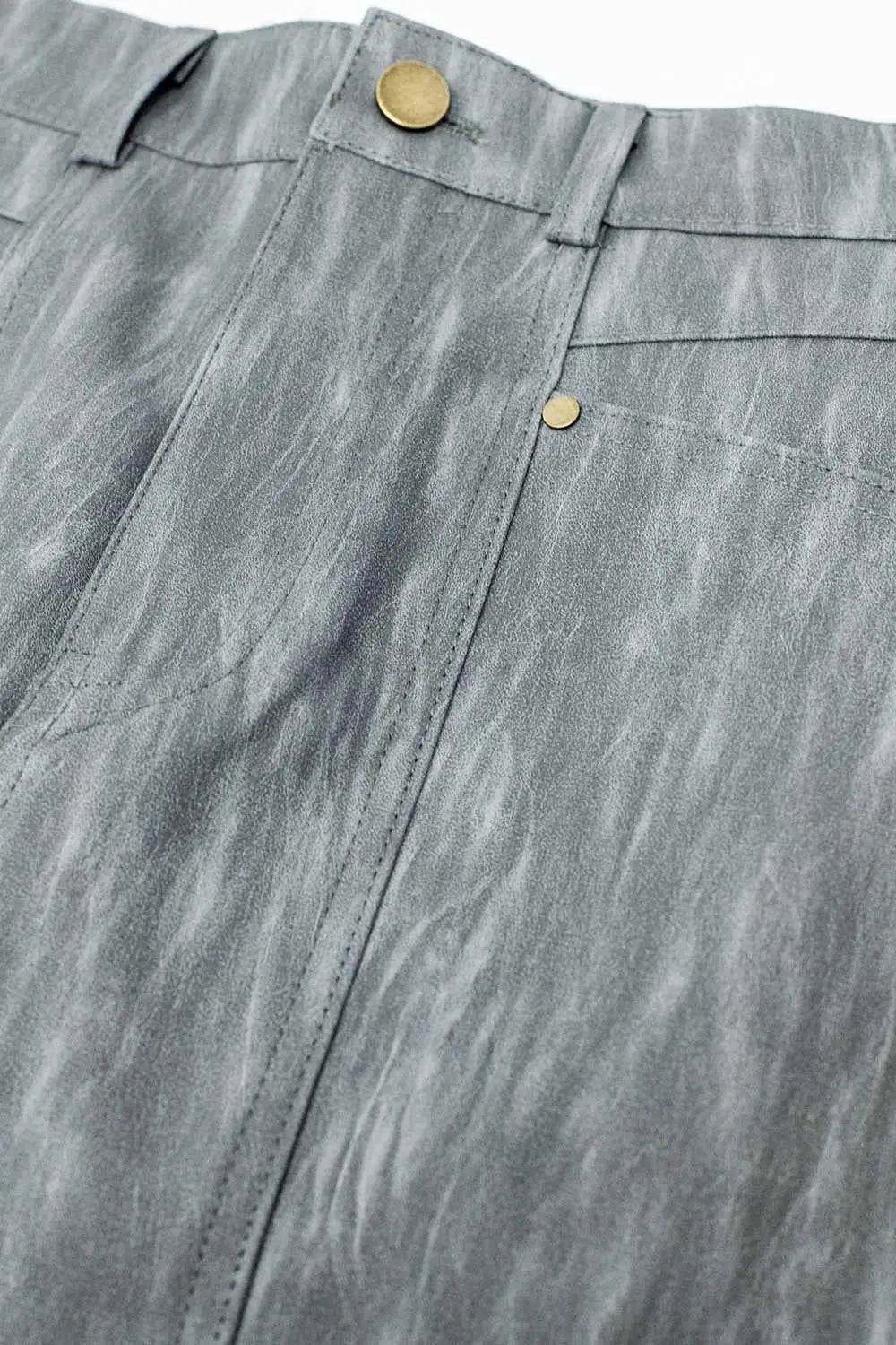 leatherette Straight mini skirt in grey with pockets - Skirts