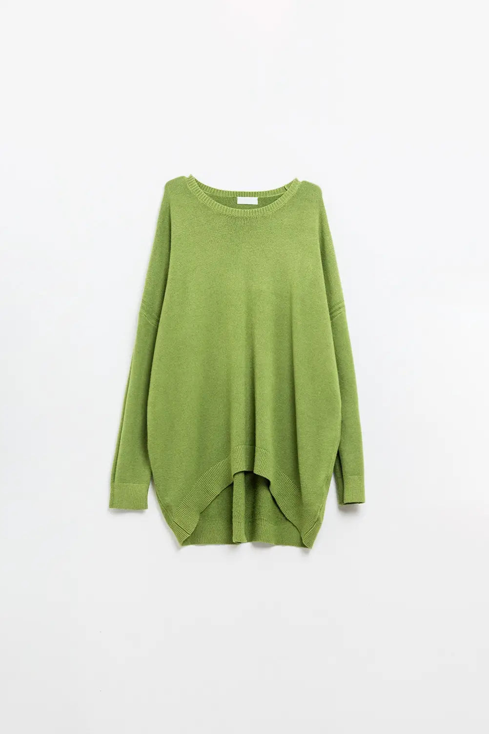 Oversized Crew Neck Long Sleeve Sweater in Olive Green - GREEN / ONE - Sweaters
