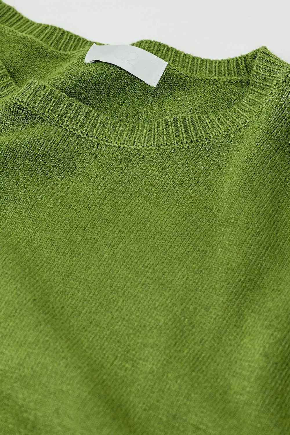 Oversized Crew Neck Long Sleeve Sweater in Olive Green - GREEN / ONE - Sweaters