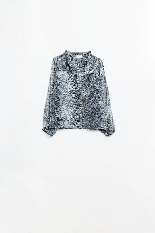 chiffon blouse in grey leopard print - Shirts