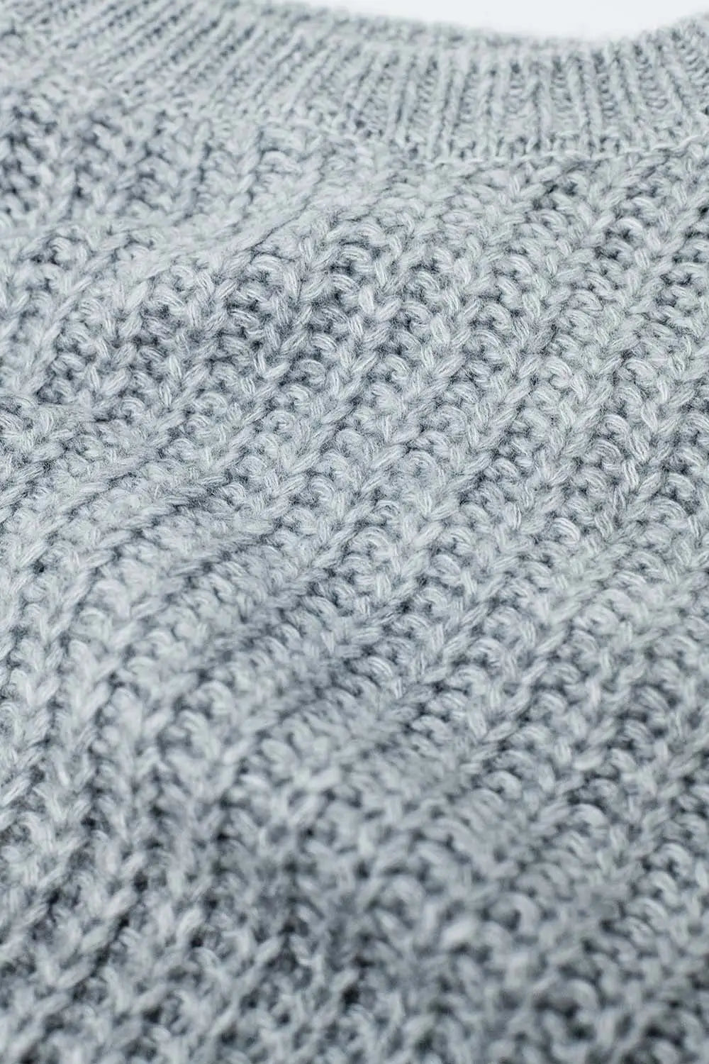 Light grey chunky knit sweater with balloon sleeves - GRAY / ONE - Sweaters