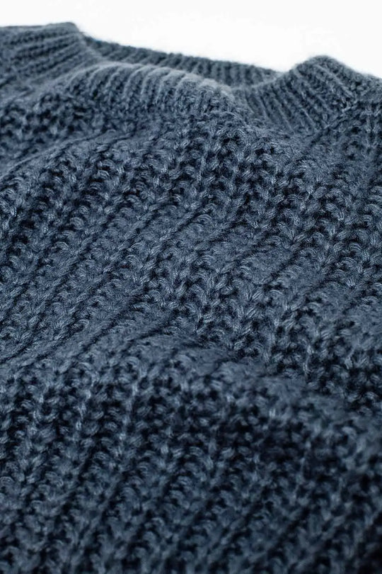Dark grey chunky knit sweater with balloon sleeves - GRAY / ONE - Sweaters