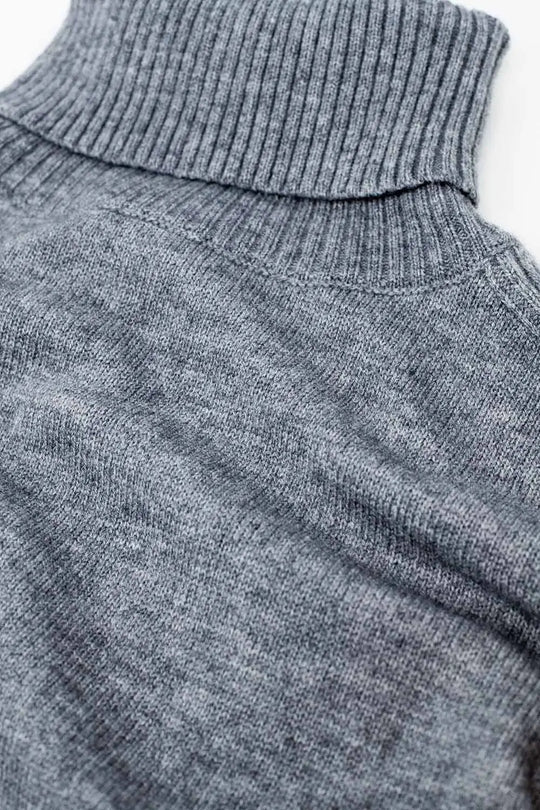 wide grey sweater with ribbed sleeves - Sweaters