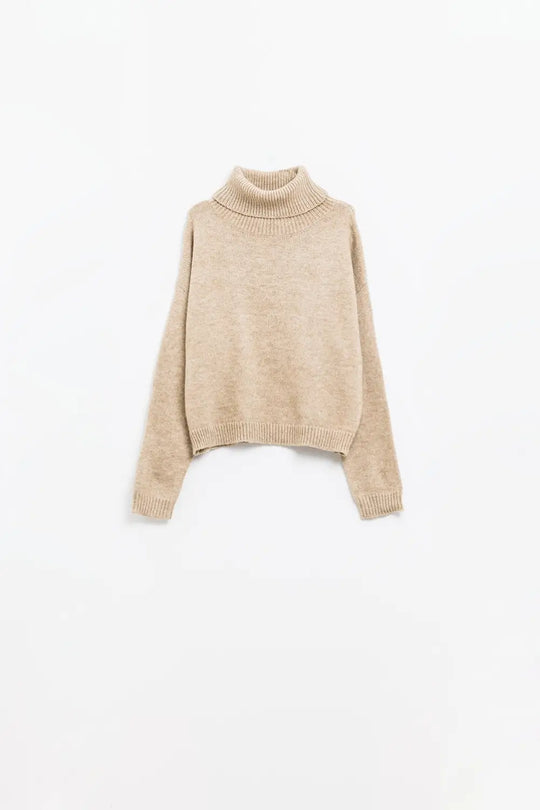 Loose beige sweater with dropped sleeves - Sweaters