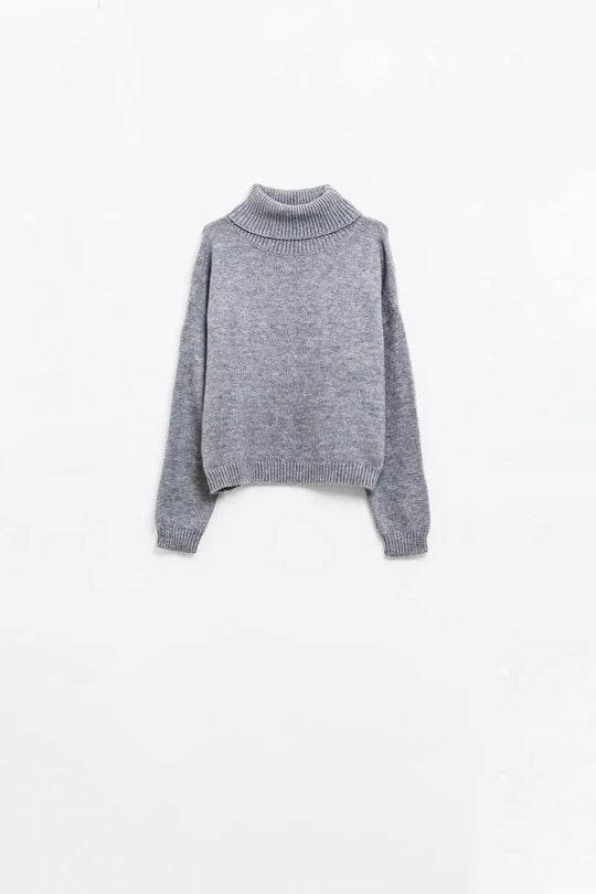 Loose grey sweater with dropped sleeves - Sweaters