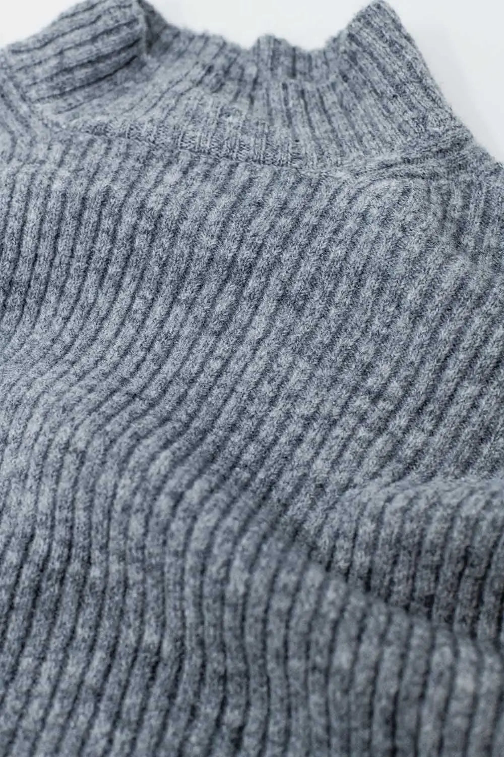grey ribbed turtleneck sweater - Sweaters
