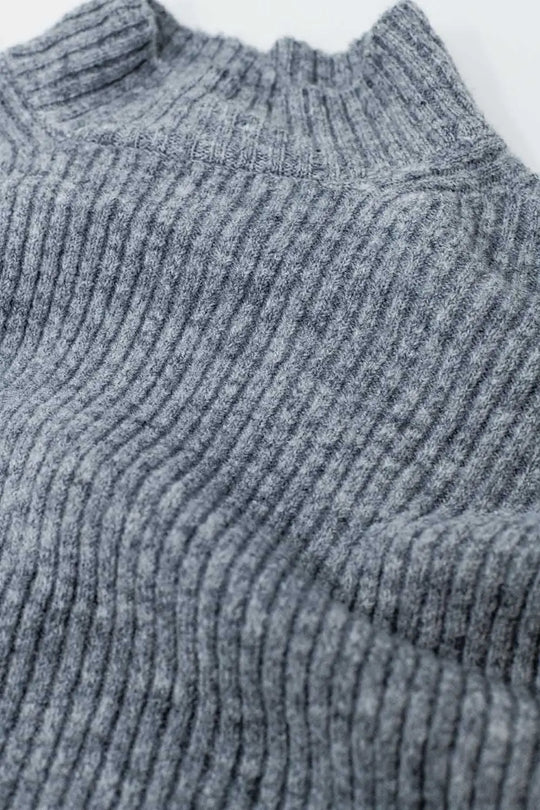 grey ribbed turtleneck sweater - Sweaters