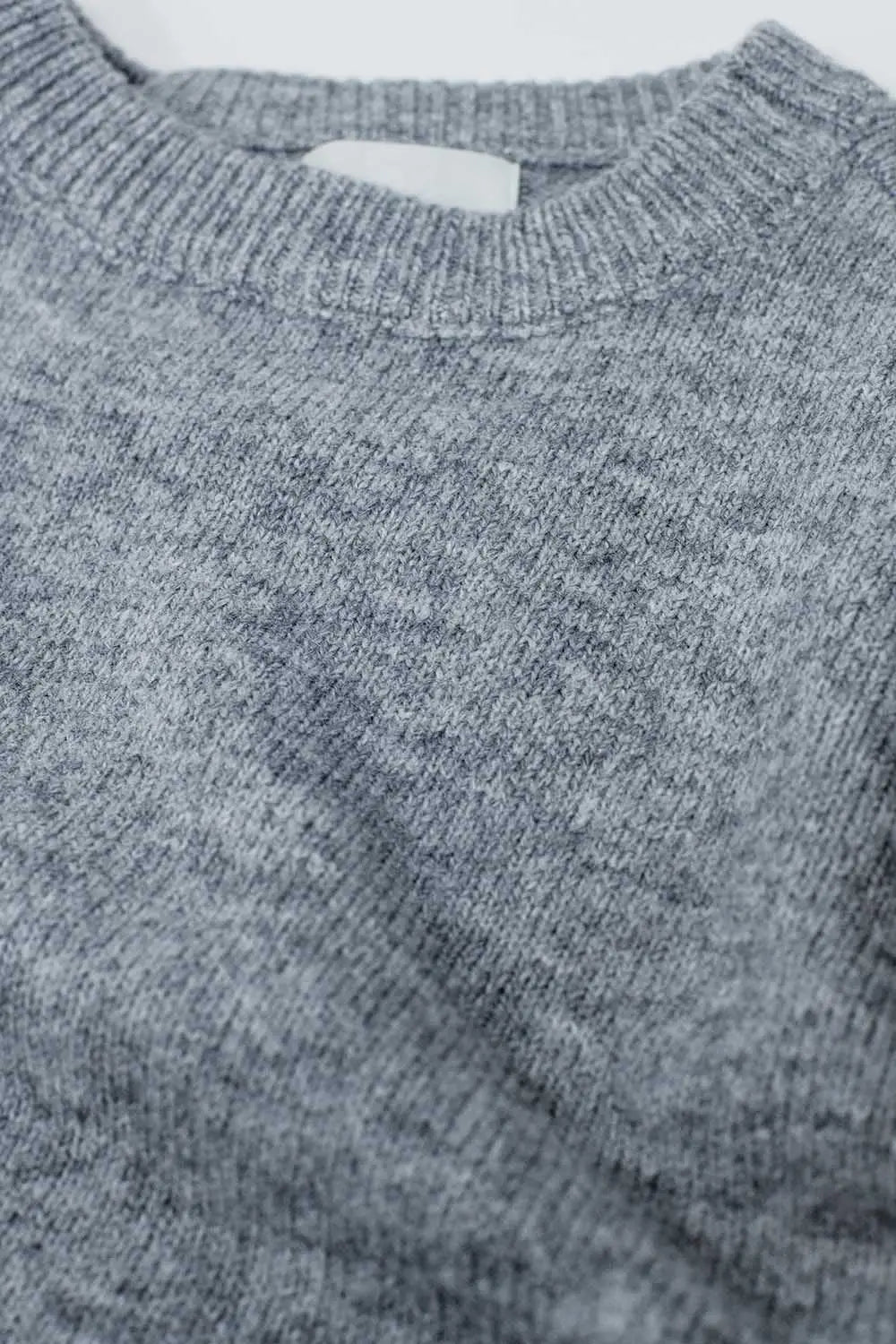 Soft knit grey jumper with balloon sleeves - GRAY / ONE - Sweaters