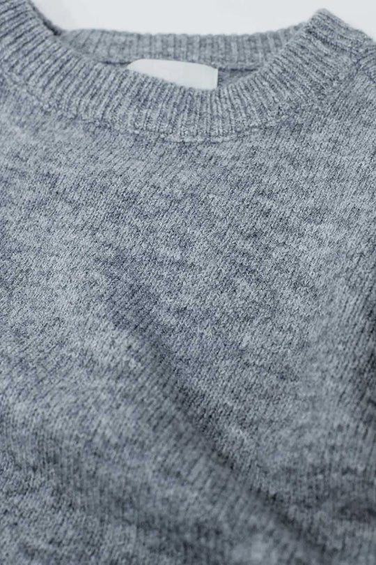Soft knit grey jumper with balloon sleeves - GRAY / ONE - Sweaters
