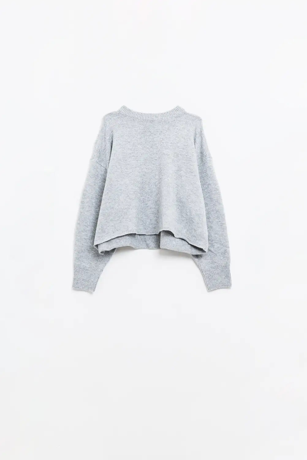 Soft knit grey jumper with balloon sleeves - GRAY / ONE - Sweaters