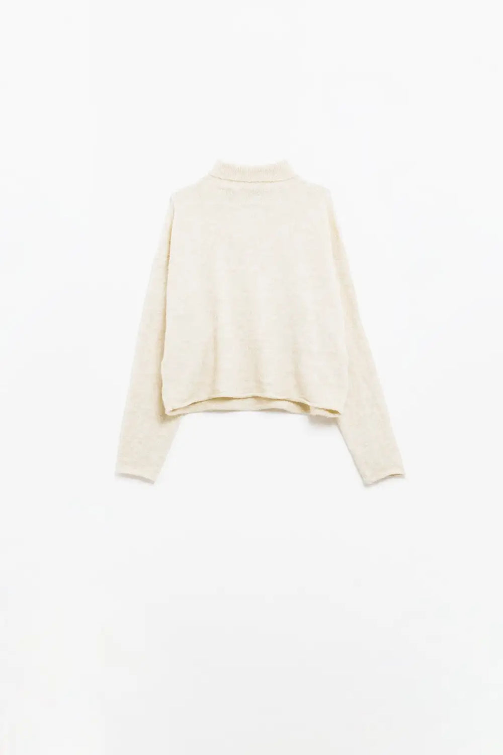 cream fluffy high neck relax fit sweater - CREAM / ONE - Sweaters