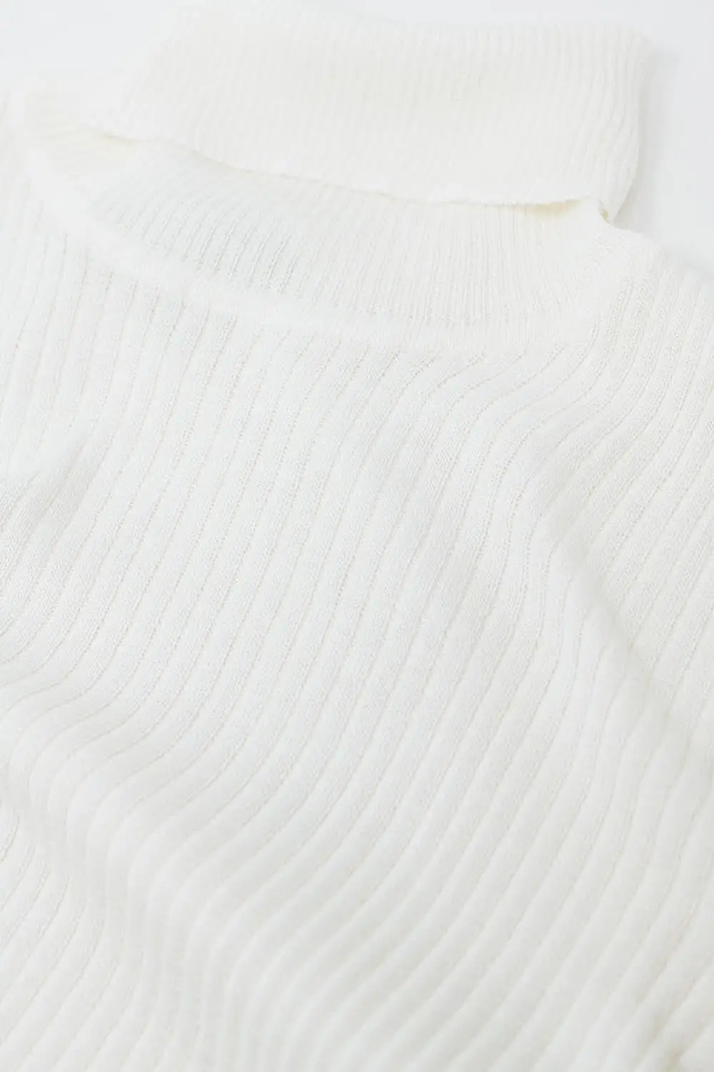 Cream basic ribbed sweater with high neck - Sweaters