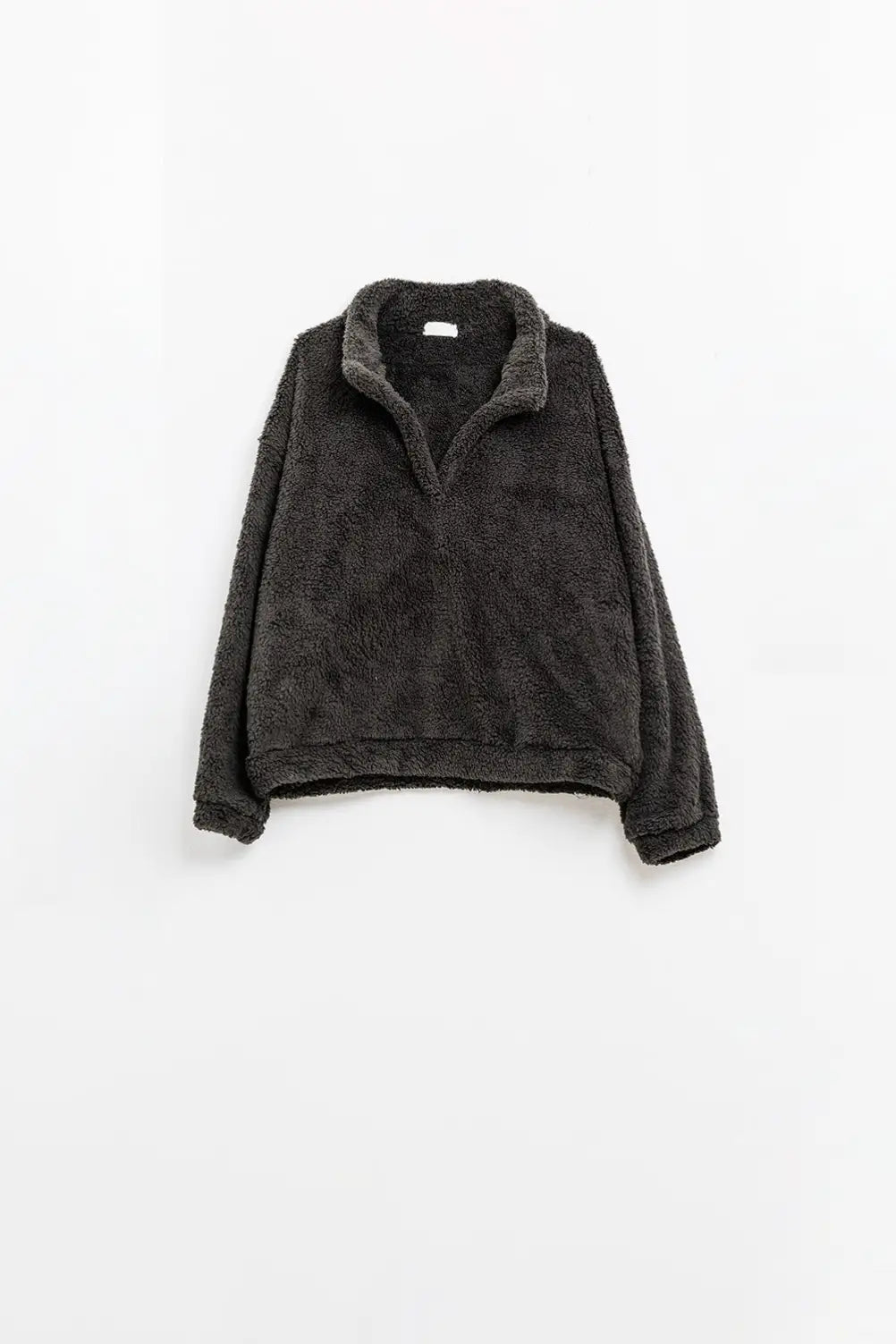 Black fluffy v-neck sweater - BLACK / ONE - Sweaters