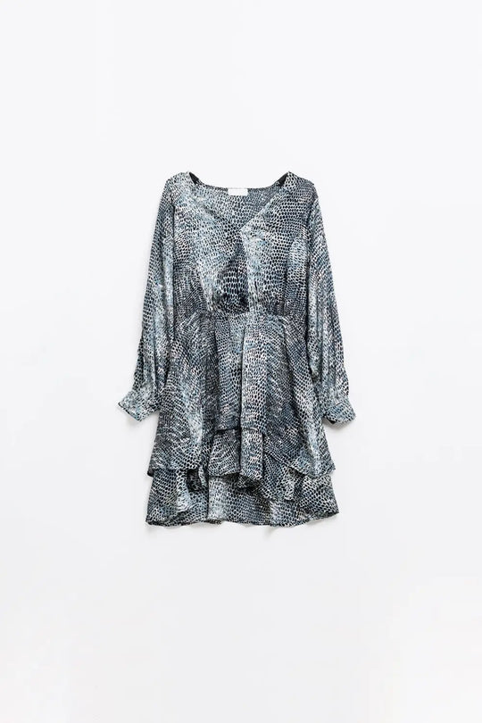 chiffon dress in grey leopard print - Dresses