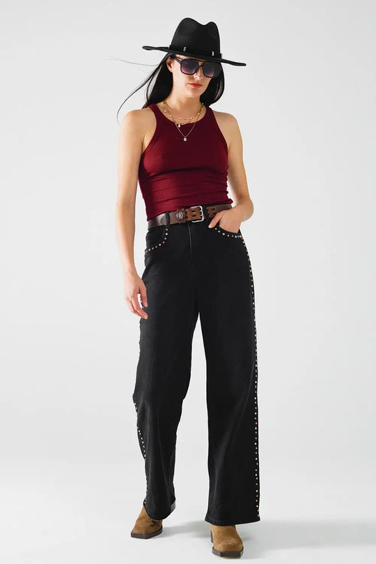 Sleeveless burgundy Top With Ribbed details - T-Shirts Tops