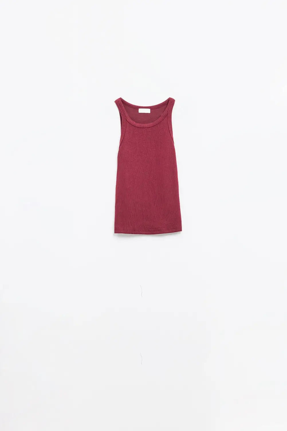 Sleeveless burgundy Top With Ribbed details - T-Shirts Tops