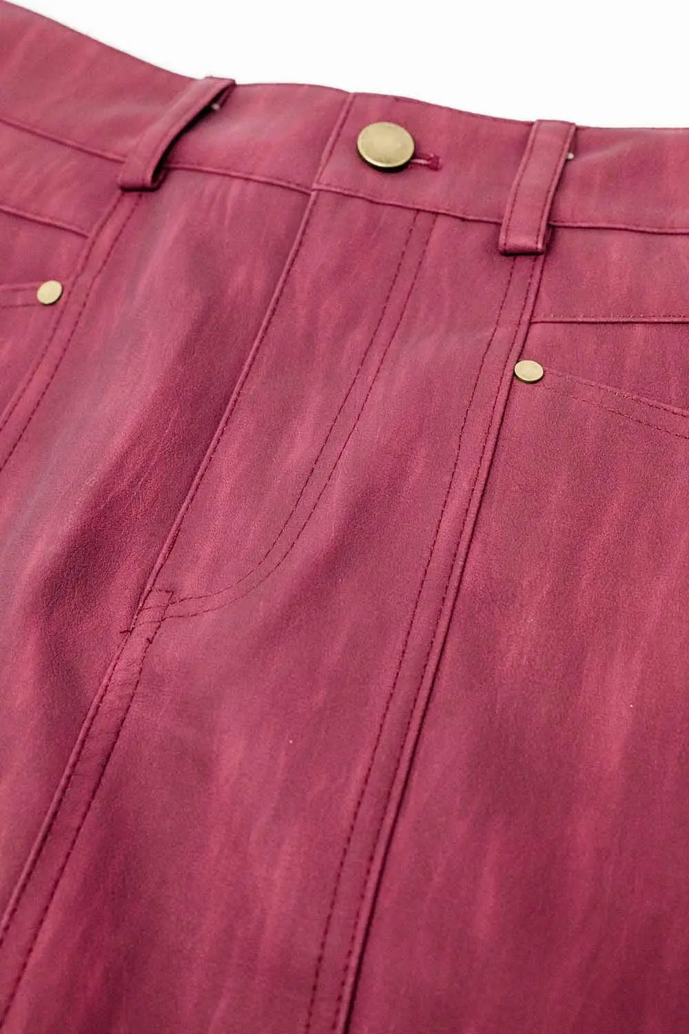 Straight mini skirt in burgundy with pockets - Skirts