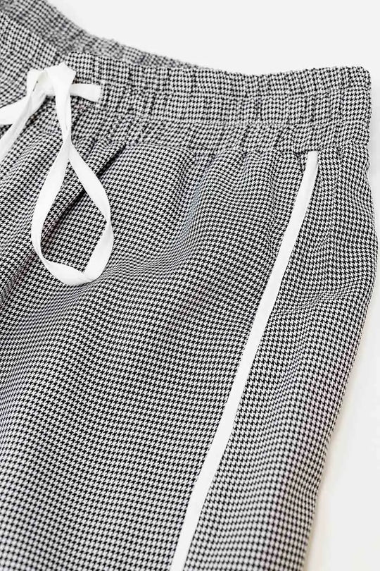 Palazzo Black and White Gingham Pants With Drawstring - Pants